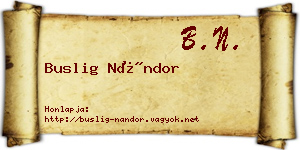 Buslig Nándor névjegykártya